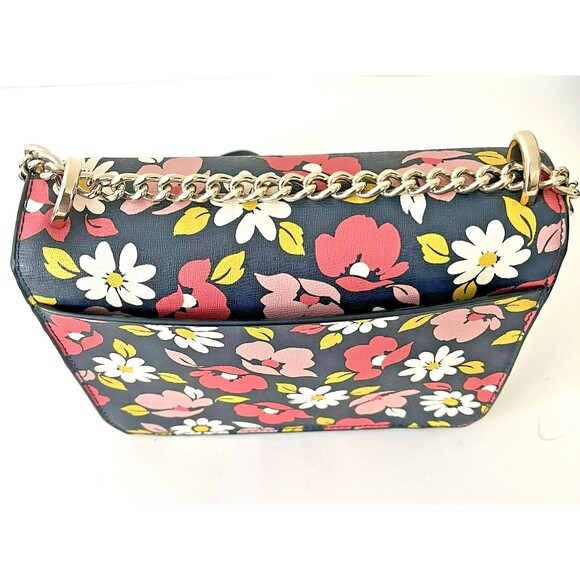 Kate Spade New York Crossbody Small Blue Floral Chain Remi Road Trip - Picture 3 of 8